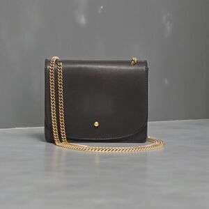 Madewell The Chain Crossbody Bag Black Leather Gold Chain
